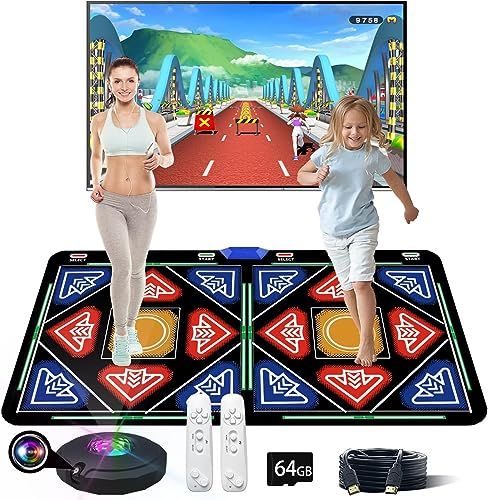DYHQQ Tanzmatte Spiele für TV - Drahtlose musikalische elektronische Tanzmatten mit HD-Kamera, Doppelbenutzer Übung Fitness Anti-Rutsch-Tanz Schritt Pad Tanzmatte für Kinder & Erwachsene