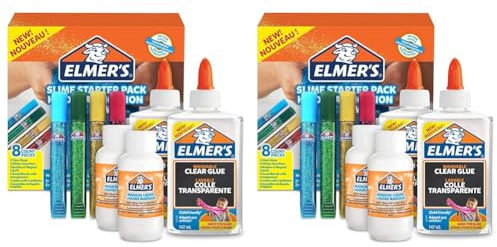 ELMER'S Slime Kit | Clear PVA Glue, Glitter Glue Pens & Slime Activator Solution | Washable & Kid Friendly (3+ Years) | 2 Pack