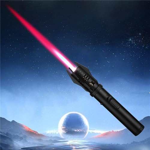 Metal Large Fire Windproof Blue Flame Lighter, Multifunctional Large Windproof Welding Torch Lighter,Lightsaber Kitchen Cooking Torch Lighter, Metal Outdoor Portable Torch Lighter (Black)