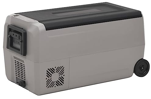 Nevera portadora de alimentos y bebidas con rueda y asa, color negro y gris, 60 L, PP&PE para hogar y jardín