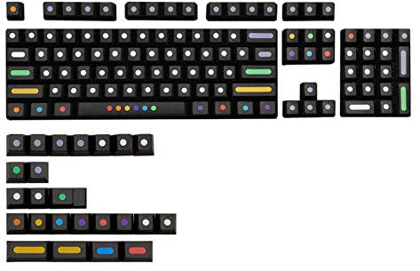 Farbige Tastenkappen, 128 PBT-Tastenkappen, Kirschprofil, für 60/87/104/108/G80-3000/3484/3494 Computer-Tastaturen, Kirschprofil, PBT-Tastenkappen-Set, fünfseitige Farbsublimationstastatur