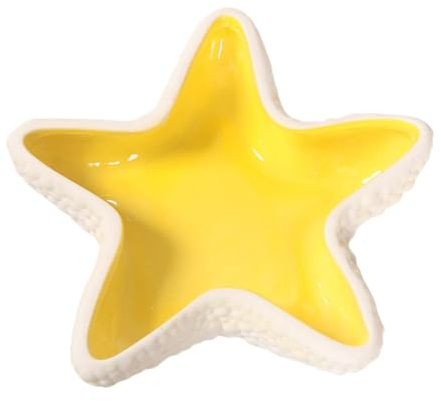 Plato de cerámica con forma de estrella para joyas, bandeja de joyería con forma de estrella de mar, soporte para anillos, aretes estilo océano, plato de almacenamiento, cuenco decorativo para llaves,