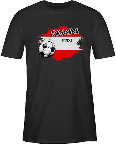 T-Shirt Herren - 2026 Fussball WM Fanartikel - Personalisierbares Österreich Motiv | Individuelles Austria Design | Mit eigenem Namen | Österreich - 5XL - Schwarz - fußball Shirt österreich