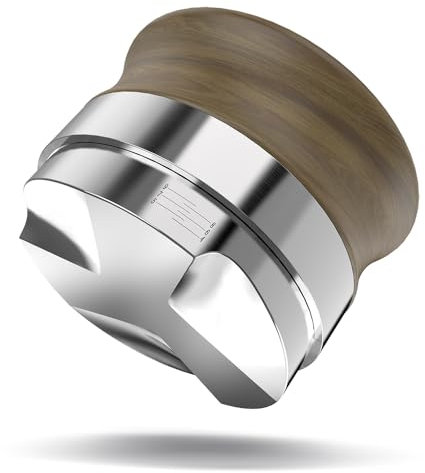 KYONANO 58mm Coffee Distributor - Espresso Distribution Tool - Espresso Leveler with Adjustable Depth Scale, Walnut Wood Handle & 304 Stainless Steel Base, Fits for Delonghi Portafilter