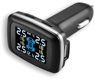 TPMS-Reifendruckkontrollsystem, 12V Auto-TPMS-Reifendruckkontrollsystem Zigarettenanzünder Mit 4 Externen Sensoren Für Auto, Wohnmobil, SUV