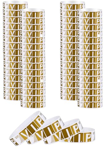 300 Stück VIP Einlassbänder, 19 X 250 mm Selbstklebend und Wasserdichte Vip Bändchen EIntrittsbänder mit VIP Party Armbänder für Festival Partys Konzerte Vergnügungsparks