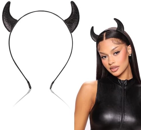 GEBETTER Black Devil Horns Halloween Headband Devil Head Band Devil Ears for Halloween Party Fancy Dress Decorations Costume Accessories