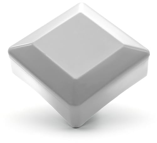 Enkotrade 21 Stück Zaunkappen Weiß für Außenmaß 70x70mm, Rohrkappen aus hochwertigem Kunststoff, Pyramide Quadratisch Zaunpfostenkappen Pfahl Deckel Zaunabdeckung