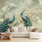 Fototapete Orientalischer Pfau Druck Vlies Tapeten Wandtapete, 350 x 256 cm Wohnzimmer Schlafzimmer Büro Flur Wandtapete Wandtapete modern design Dekoration Weiß GrüN