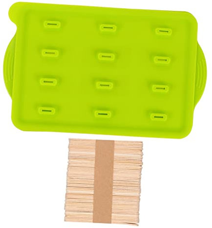 FUNOMOCYA Eisform Mit Stielen Eiswürfelbereiter Aus Lebensmittelechtem Silikon 12 Fächer 50 Eisstiele Praktisch Und Langlebig