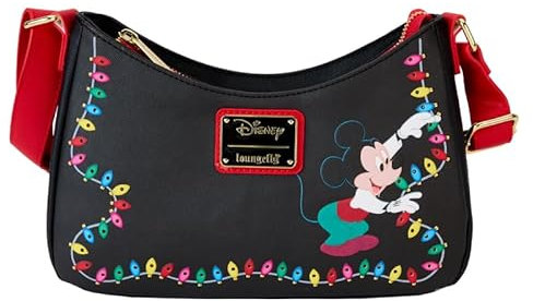 Loungefly Disney Mickey and Friends Umhängetasche mit Weihnachtsbeleuchtung, Mehrfarbig/Meereswellen (Ocean Tides), Einheitsgröße