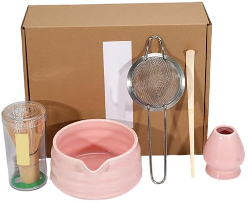 5PCS/Set Matcha Whisk Set Bowl, Whisk, Sifter, Scoop and Whisk Holder Matcha Set Fashionable Matcha Kit, Simple Operation Matcha Tea Set for Matcha Tea