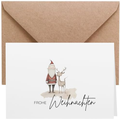 ZETTMANN® 20er Premium Weihnachtskarten mit Umschlag Set - 10 Weihnachtskarten und 10 Umschläge - Grußkarten zu Weihnachten (Lustiger Weihnachtsmann)