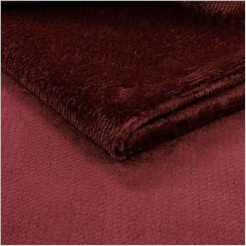 Fabreco SOROEN Polsterstoff Meterware – Weicher Plüsch-Stoff, 140 cm breit, vielseitiger Möbelstoff für Sofas, Sitzkissen, Polsterbezüge und Dekoration - Weinrot