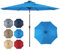 GOPLUS Parasol de Jardin Exterieur 3M, Parasol Inclinable 8 Baleines, Lumineux Solaire 24 LED, Manivelle, Anti-UV, Grand Parasol en Métal pour Plage Balcon Patio, Base Non Incluse (Bleu)