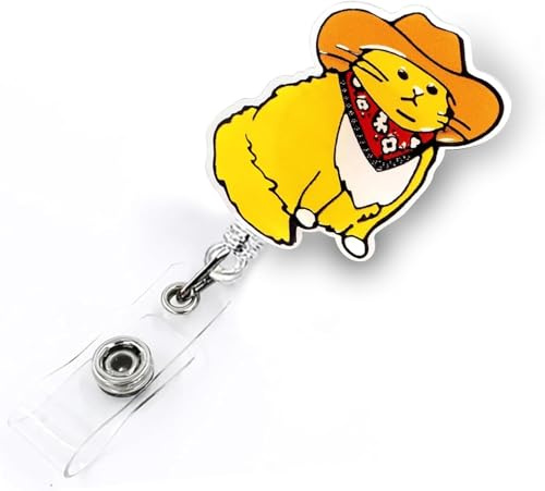 Porte-badge extensible avec clip pour infirmière, médecins, bénévoles, enseignants et étudiants (chat de cowboy)