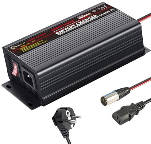 MOUDENSKAY 24V 5A Batterie Ladegerät 24V Batterieladegerät Mit XLR-Anschluss für Roller Rollstuhl Auto Motorrad,AGM-Gel-Blei-Säure-Batterien-Schwarz