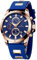 MEGALITH Herren Uhren Chronograph Armbanduhr: Analog Wasserdicht Gummi - Groß Blau Sportlich Quarzur Leuchtende Datum Geschenk fur Männer