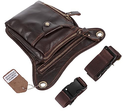 SKISUNO 1Stück Vintage PU Handy Beintasche für Männer Sportliche Hüfttasche für Radfahren und Outdoor Aktivitäten Einstellbare für Reisen und Täglichen Gebrauch