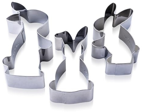 Zenker Ausstecher-Set Hasenfamilie 3tlg – für Osterplätzchen, Edelstahl, spülmaschinenfest, Designed in Germany, Silber
