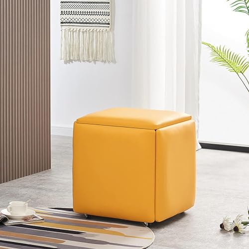 5-in-1 stapelbarer Würfelhocker mit faltbarer Fußstütze und Rädern – vielseitige Kunstleder-Sitzgelegenheit für Wohnzimmer & Esszimmer – kompakte 35 x 35 x 35 cm Möbellösung