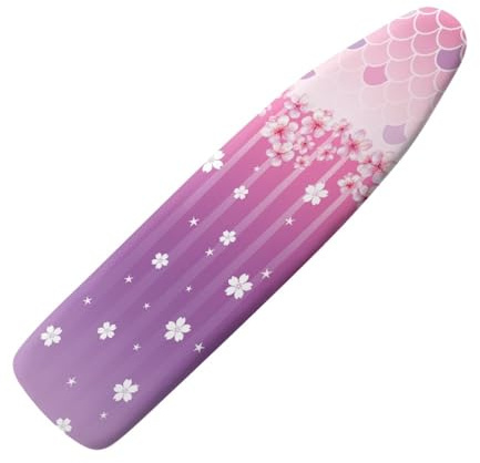Ironing Board Covers 122 x 38cm Pink Flowers Easy-Fit for Protecting Ironing Board Size Up to 122 x 40cm, Universal Elasticated Cover