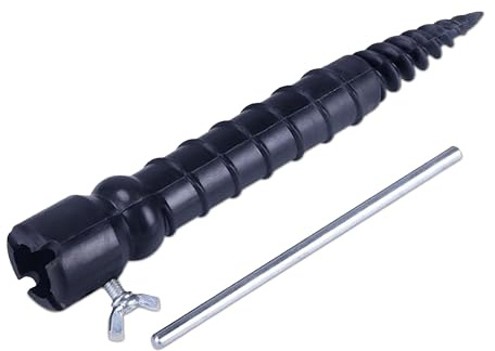 Relaxdays Bodenhülse, für Sonnenschirm & Wäschespinne, zum Eindrehen, 25 mm Stangendicke, 29 cm Rasendorn, schwarz