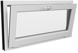 Fenster 400x400 mm | Kellerfenster mit Doppelverglasung und Stahlverstärkung | Kunststofffenster mit Kipp-Funktion für gute Belüftung | Kippfenster für Garage, Keller, Gartenhaus | Weiß