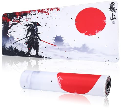 Invalidism Large Mouse Pad Extended XL Mousepad with Non-Slip Rubber(Japan) | Gaming Mouse Mat,Office Full Desk Mat,with Stitched Edges,Long Keyboard Mouse Pad,800 x 300 x 3mm,Extended Desk Mat,Japanese