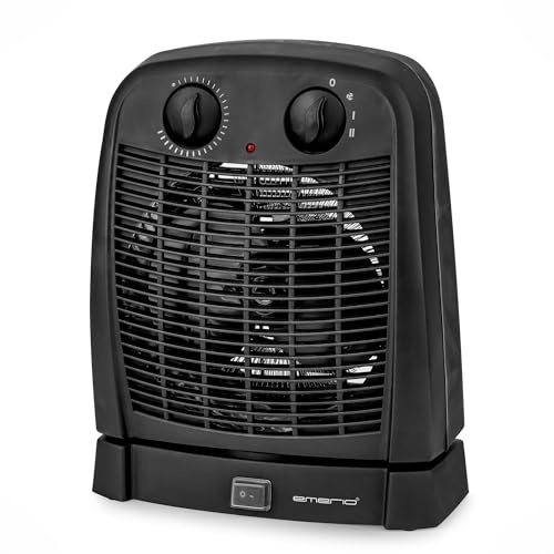 EMERIO Heizlüfter | für Räume bis 20 m² | 2000W | IP21 | 2 Heizstufen | Einstellbarer Thermostat | Oszillierend | Ventilatorfunktion | Kippschutz | FH-111910.2, Weiß