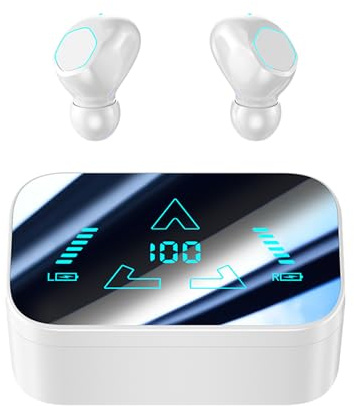Domars Wireless Earbuds, Ear Phones Wireless Earbuds,20000mAh Power Bank,58H Playback Bluetooth 5.3 Earbuds with ENC Noise Cancelling, Low Latency Gaming Headphones for iPhone Android (white)