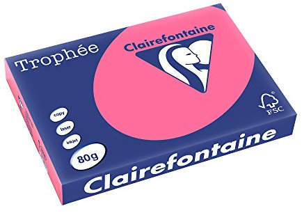Clairefontaine Trophée 1898 Ramette de 500 feuilles papier 80 g Format A3 Rose fuchsia