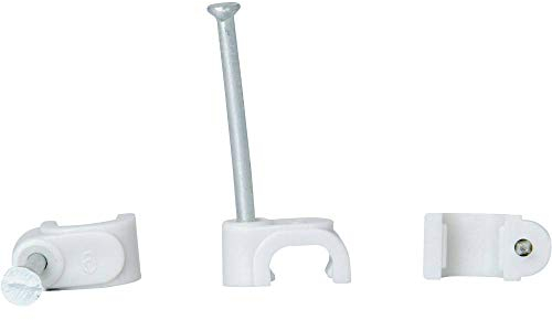 Kopp 346304082 Kabelschellen für 2-adrige Flachlitze (NYFAZ), mit Nägeln 25 mm, 50 Stück, grau