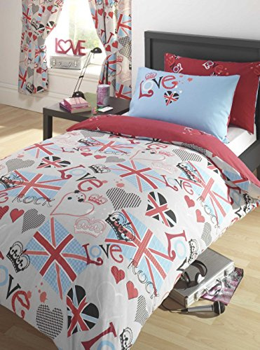 Punk Rocker double bed duvet cover plus 2 pillowcases, grey