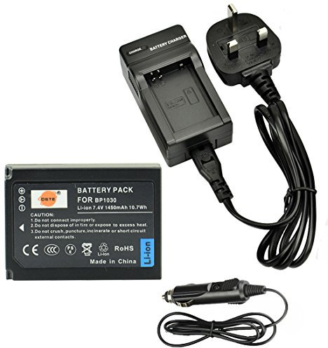 DSTE BP-1030 Rechargeable Li-ion Battery + DC124U Travel and Car Charger Compatible with Samsung NX200 NX210 NX300 NX300M NX500 NX1000 NX1100 NX2000 Digital Camera as BP1030 BP1130 ED-BP1030