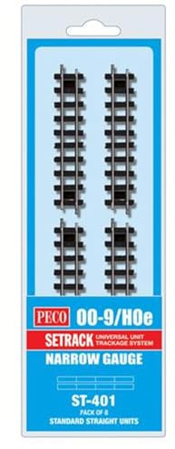 Peco ST-401 Setrack Standard Straight Units (Pack of 8) OO-9 Gauge