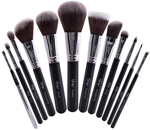 Nanshy Masterful Collection Lot de 12 pinceaux de maquillage doux et professionnels pour estomper, contour, fond de teint et plus encore – Indispensables pour les maquilleurs – Végétalien et sans