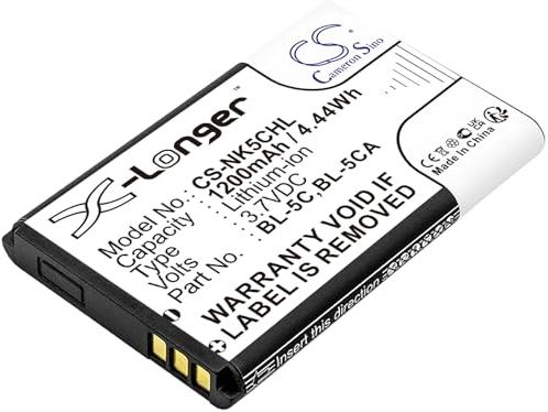 CS-NK5CHL Akku 1200mAh Kompatibel mit [Nokia] für 105 (2023), für 105 4G (2023), für 1100, für 1101, für 1110, für 1110i, für 1112, für 1200, für 1208, für 1255, für 1280, für 1315, für