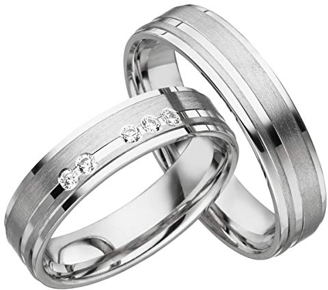 JC Eheringe Verlobungsringe Trauringe Freundschaftsringe Silber 925 Sterling * inkl. GRATIS Etui und Zirkonia Steine S030