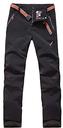 Tofern Femme Pantalon Randonnée Alpinisme Montagne Softshell Imperméable Respirant Coupe-Vent Ultra Thermique TPU Elastique Toison Hiver Printemps Sport