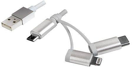 Logilink USB 3in1 Kabel: USB-A auf Micro-USB/USB-C/Lightning Lade- und Synchronisationskabel in weiß, 1m