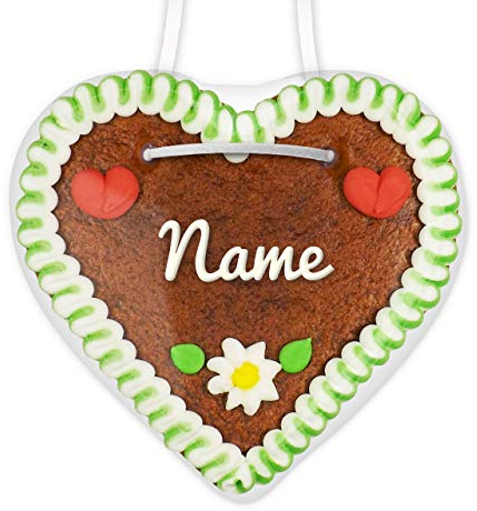 Personalisierte Tischkarte individuell beschriftet | Farbe: grün-weiß | schnell & einfach online beschrifteten Lebkuchenherzen mit Namen konfigurieren | personalisierte Platzkarte | LEBKUCHEN-WELT