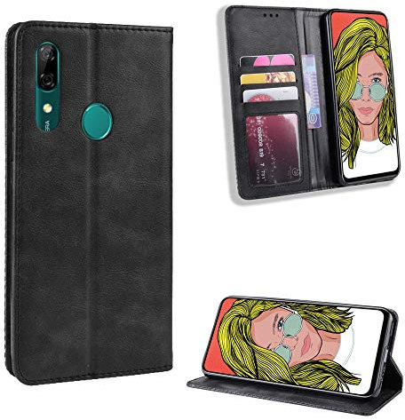 Jielangxin Cover per Huawei P Smart Z,Custodia in Pelle Custodia per Huawei P Smart Z STK-LX1 STK-L21 Custodia Case Cover Black