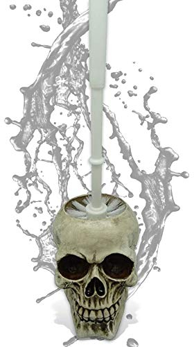 mtb more energy Totenkopf Klobürste ''Gehirnwäsche'' - Höhe 36 cm - Deko Totenschädel Toilettenbürste WC-Bürste Halterung Bad Dekoration