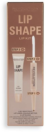 Revolution Lip Shape Kit, 3-in-1 Maxi Pout with Liner, Colour Setter and Gloss, Chauffeur Nude