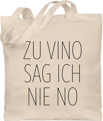 Shirtracer Baumwolltasche - Sprüche Statement mit Spruch - Zu Vino sag ich nie No schwarz - Unisize - Naturweiß - beutel+mit+sprüchen+lustig sprueche wein beutel jutetasche sprüchen bei stoffbeutel