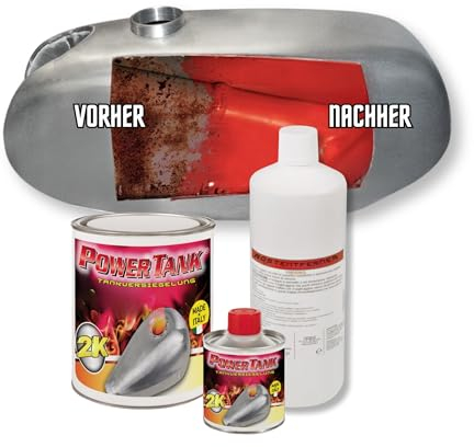 Power Tank - Traitement de Réservoir Innovant - pour Réparer, Régénérer et Protéger Les Réservoirs - (Kit Medium Rouge 700 GR) - Automobile, Moto, Scooter, Véhicules Vintage Céramique