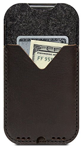 Pack & Smooch Kirkby Case for iPhone 14 PRO MAX / 13 PRO MAX / 12 PRO MAX / 100% Merino Wool Felt Vegetable Tanned Leather Made in Germany Dark Brown