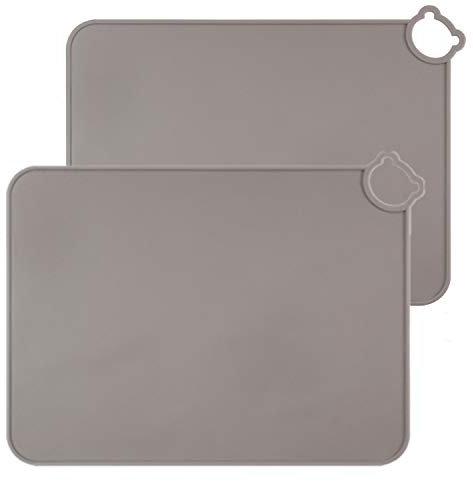 Silikon Tischsets für Kinder Baby, spülmaschinenfeste Tischsets, Kleinkinder Tragbare Lebensmittelmatte Reisen, 2er-Set (2-Gary)