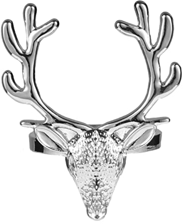 ABOOFAN 4Pcs Urlaub Hirsch Serviettenringe Halter Metall Serviettenring Serviettenschnalle für Hochzeit Weihnachten Dinnerpartys Home Tischdekoration Silber
